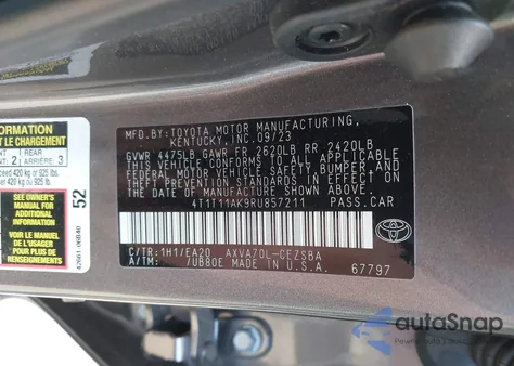 2024 Toyota Camry Se из США, поврежденный, VIN 4T1T11AK9RU857211